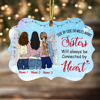 Personalized Sisters Connected By Heart MDF Benelux Ornament NB92 29O36 thumb 1