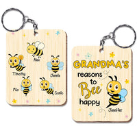Personalized Grandma Reasons To Be Happy Wood Keychain 24553 thumb 1