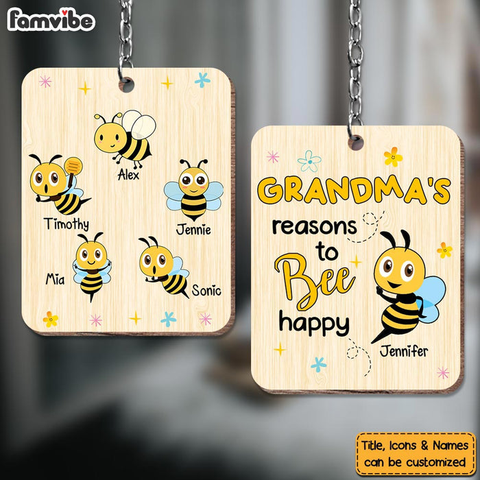 Personalized Grandma Reasons To Be Happy Wood Keychain 24553 1