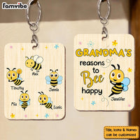 Personalized Grandma Reasons To Be Happy Wood Keychain 24553 thumb 1