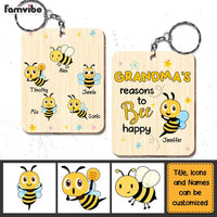 Personalized Grandma Reasons To Be Happy Wood Keychain 24553 thumb 1