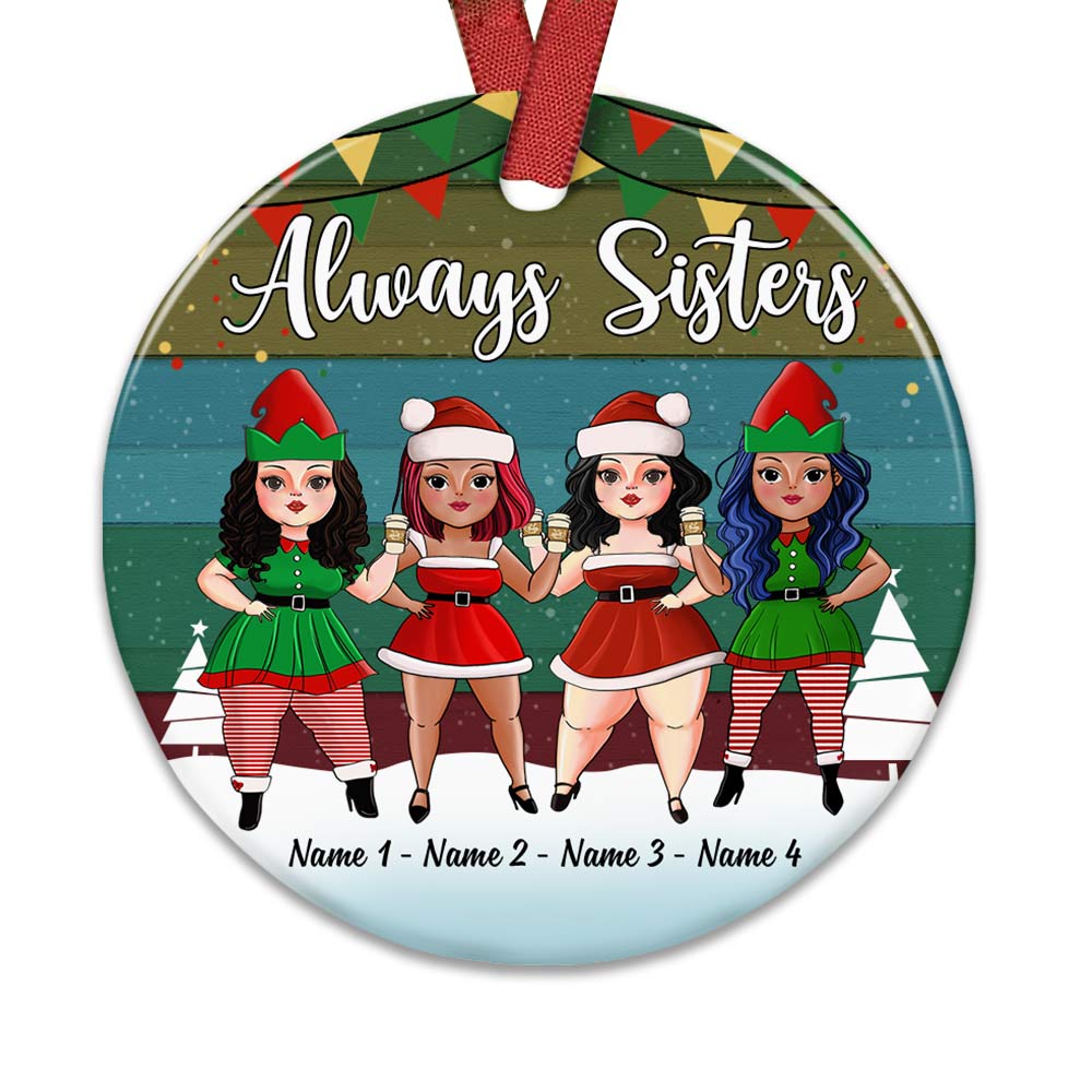 Personalized Sisters Friends Christmas Circle Ornament OB183 30O58
