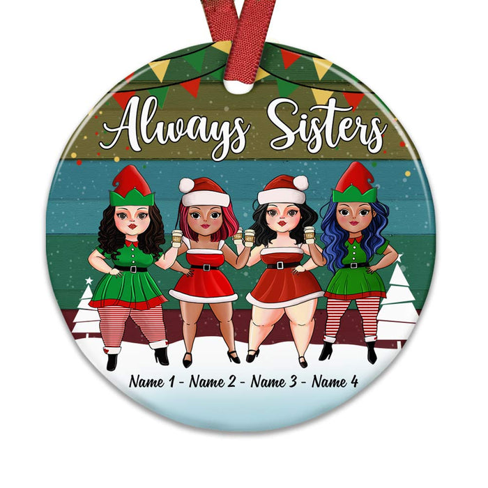 Personalized Sisters Friends Christmas Circle Ornament OB183 30O58 1