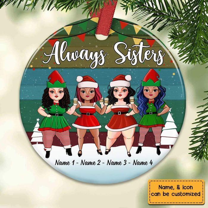 Personalized Sisters Friends Christmas Circle Ornament OB183 30O58 1