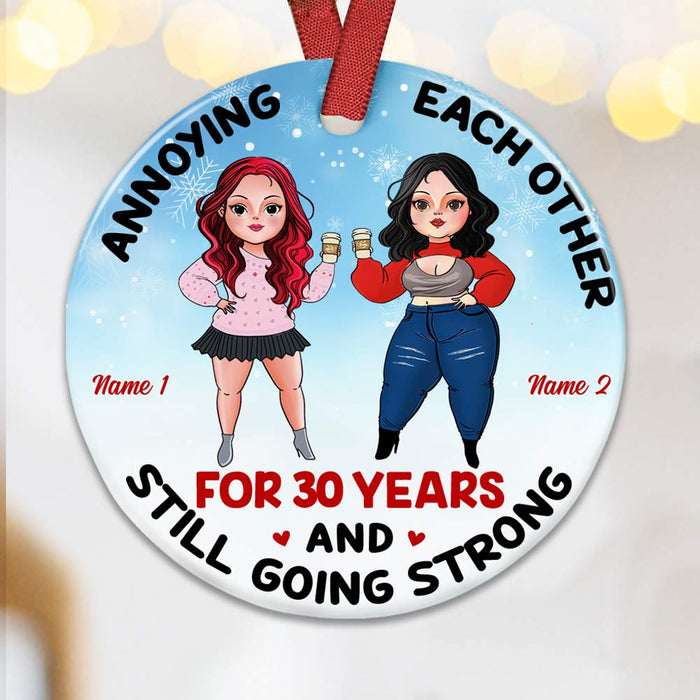 Personalized Friends Sisters Christmas Circle Ornament OB193 30O58 1