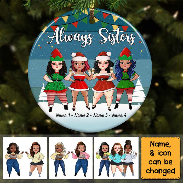 Personalized Sisters Friends Christmas Circle Ornament OB183 30O58 1