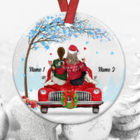 Personalied Friends Sister Red Truck Christmas Circle Ornament OB71 87O57 thumb 1