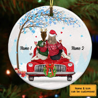 Personalied Friends Sister Red Truck Christmas Circle Ornament OB71 87O57 thumb 1