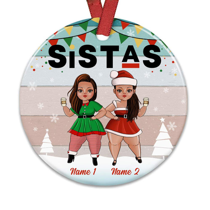 Personalized Friends Sisters BWA Circle Ornament OB62 30O36 1