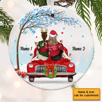 Personalied Friends Sister Red Truck Christmas Circle Ornament OB71 87O57 thumb 1