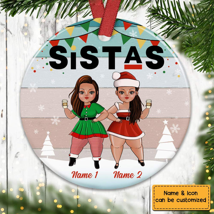 Personalized Friends Sisters BWA Circle Ornament OB62 30O36 1
