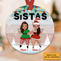 Personalized Friends Sisters BWA Circle Ornament OB62 30O36 thumb 1