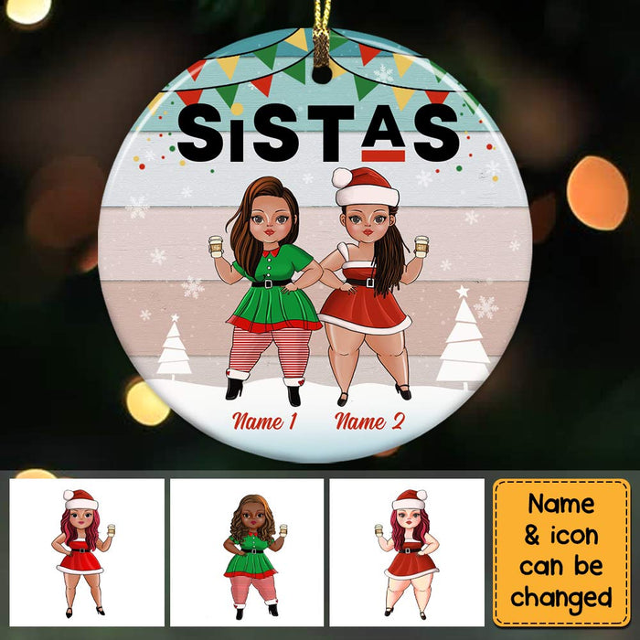 Personalized Friends Sisters BWA Circle Ornament OB62 30O36 1