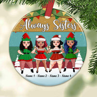 Personalized Sisters Friends Christmas Circle Ornament OB183 30O58 thumb 1