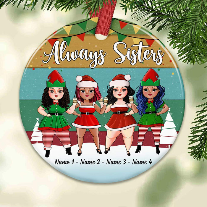 Personalized Sisters Friends Christmas Circle Ornament OB183 30O58 1