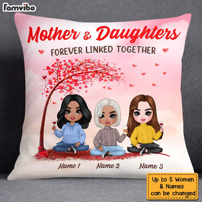 Personalized Family Icon Mother Daughter Forever Linked Together Pillow DB274 85O25 1
