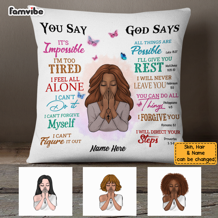 Personalized God Says You Are Daughter Pillow NB103 87O53 1