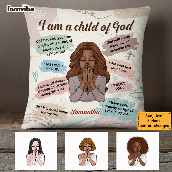 Personalized Daughter I Am A Child Of God Bible Verse Prayer Pillow NB282 58O47 1