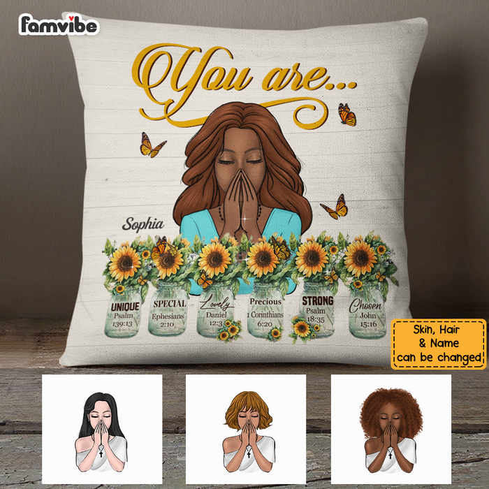 Personalized Bible Verses God Says You Are Pillow DB141 32O58 1