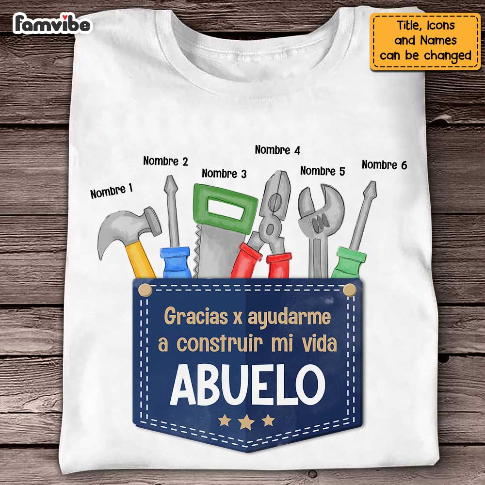 Personalized Grandpa Spanish Padre Abuelo T Shirt MY176 26O58
