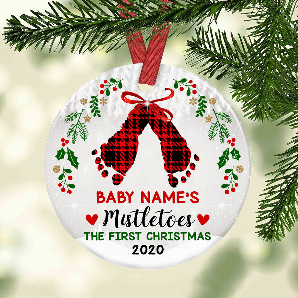 Personalized Baby Mistletoes First Christmas  Ornament SB291 95O47