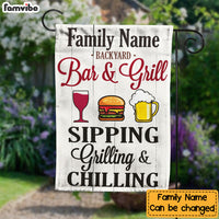 Personalized Family Backyard Patio Grilling & Chilling Flag JL35 85O58 thumb 1