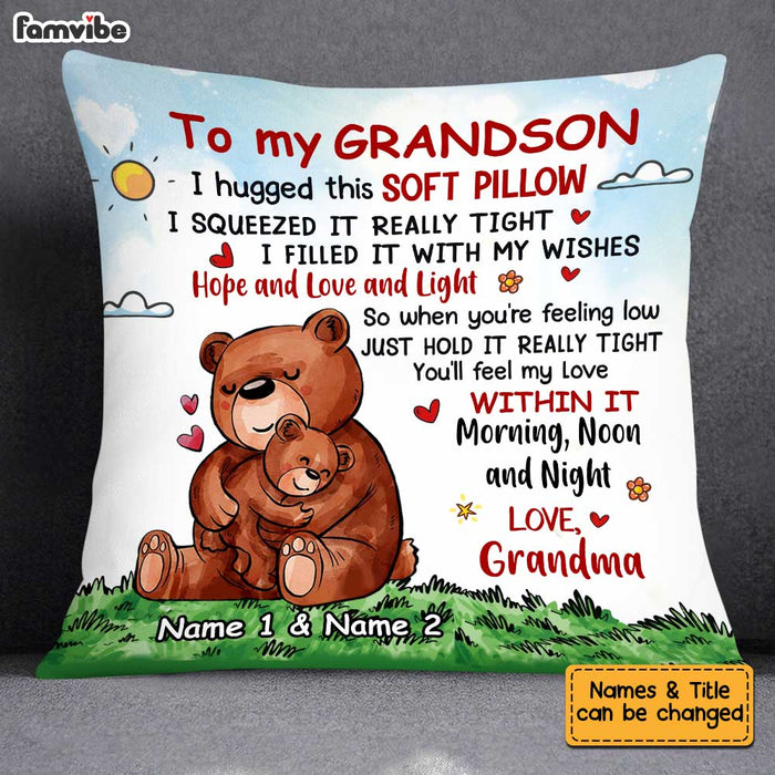Personalized Bear Grandson Hug This Pillow DB234 95O34 1