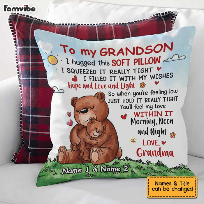 Holiday Bear Family Personalized 18-inch Throw Pillow