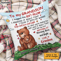 Personalized Bear Grandson Hug This Pillow DB234 95O34 thumb 1