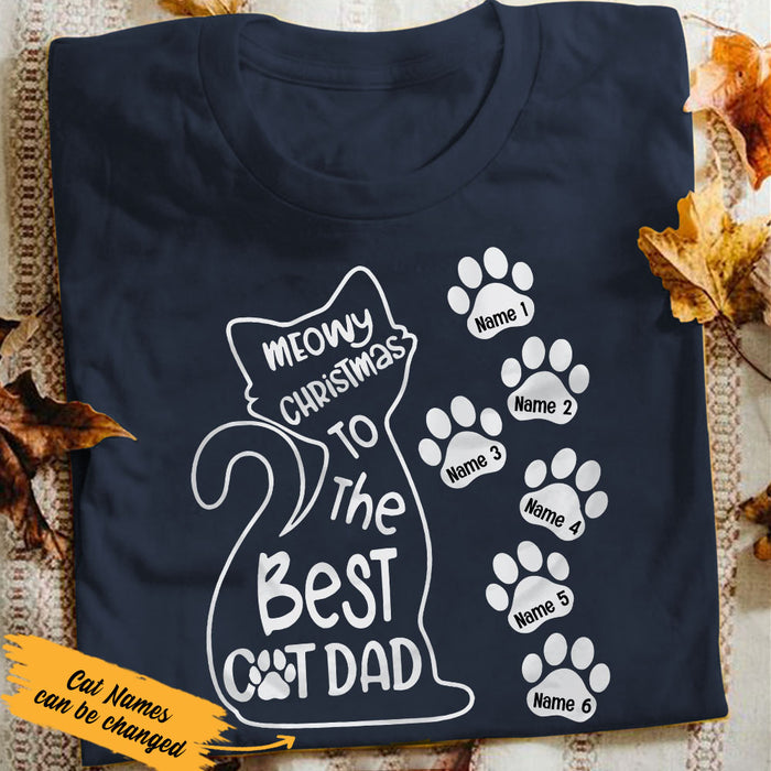 Personalized Best Cat Dad Christmas T Shirt OB193 85O53 1
