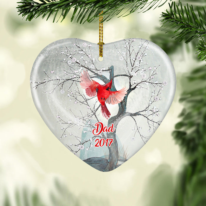 Personalized Cardinal Memorial Mom Dad Heart Ornament NB183 87O36 1