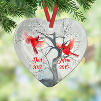 Personalized Cardinal Memorial Mom Dad Heart Ornament NB183 87O36 thumb 1