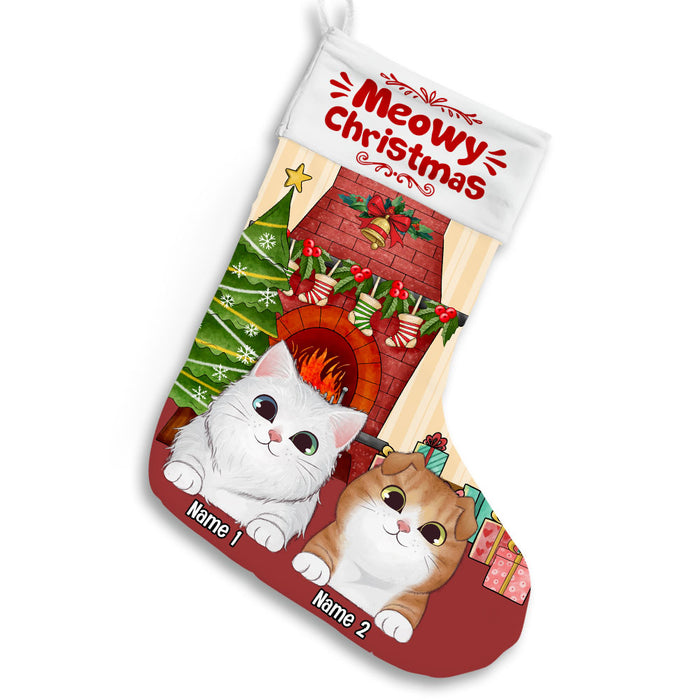 Personalized Cat Meowy Christmas Stocking SB101 24O53 1