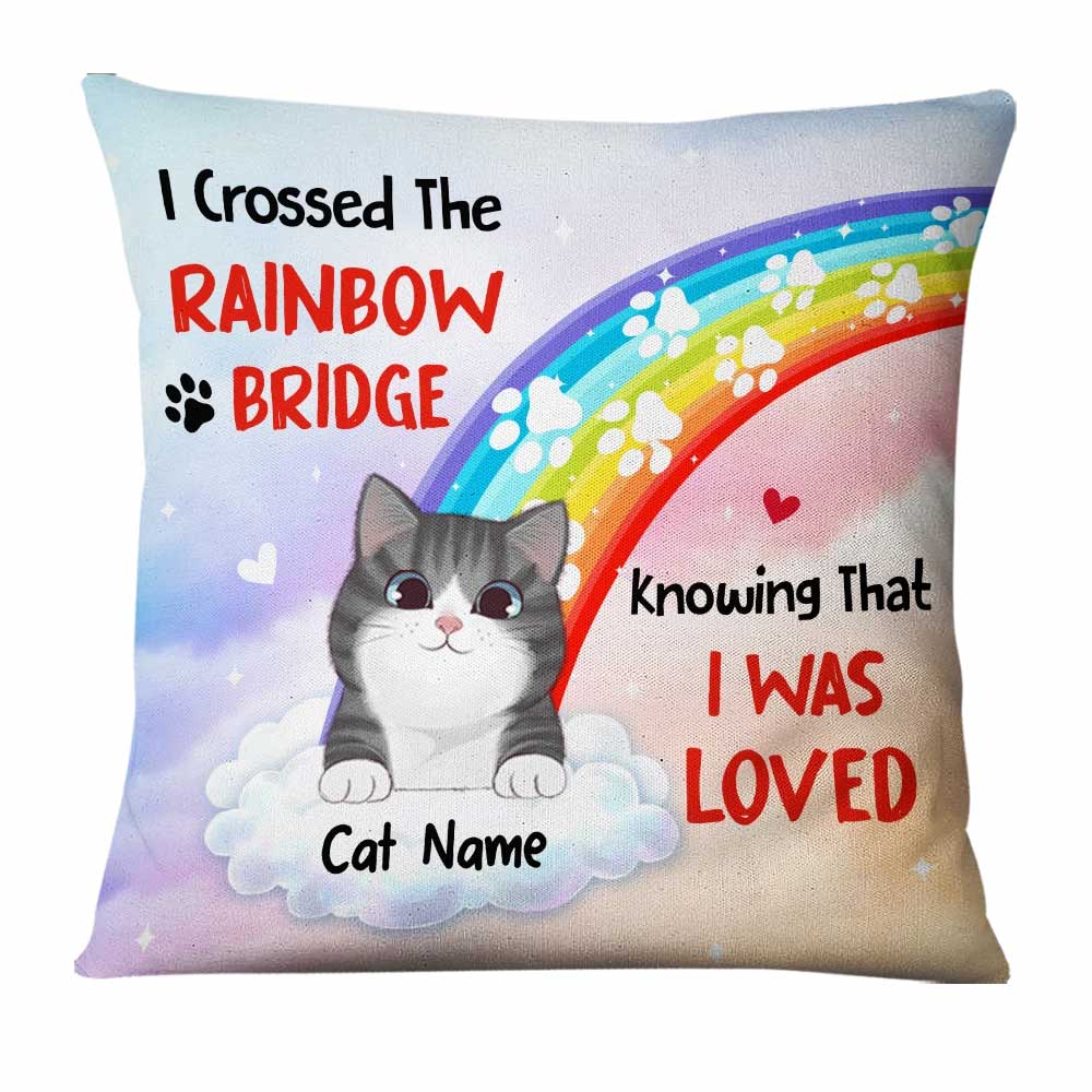 Personalized Christmas Cat Memo Rainbow Pillow AG304 24O57