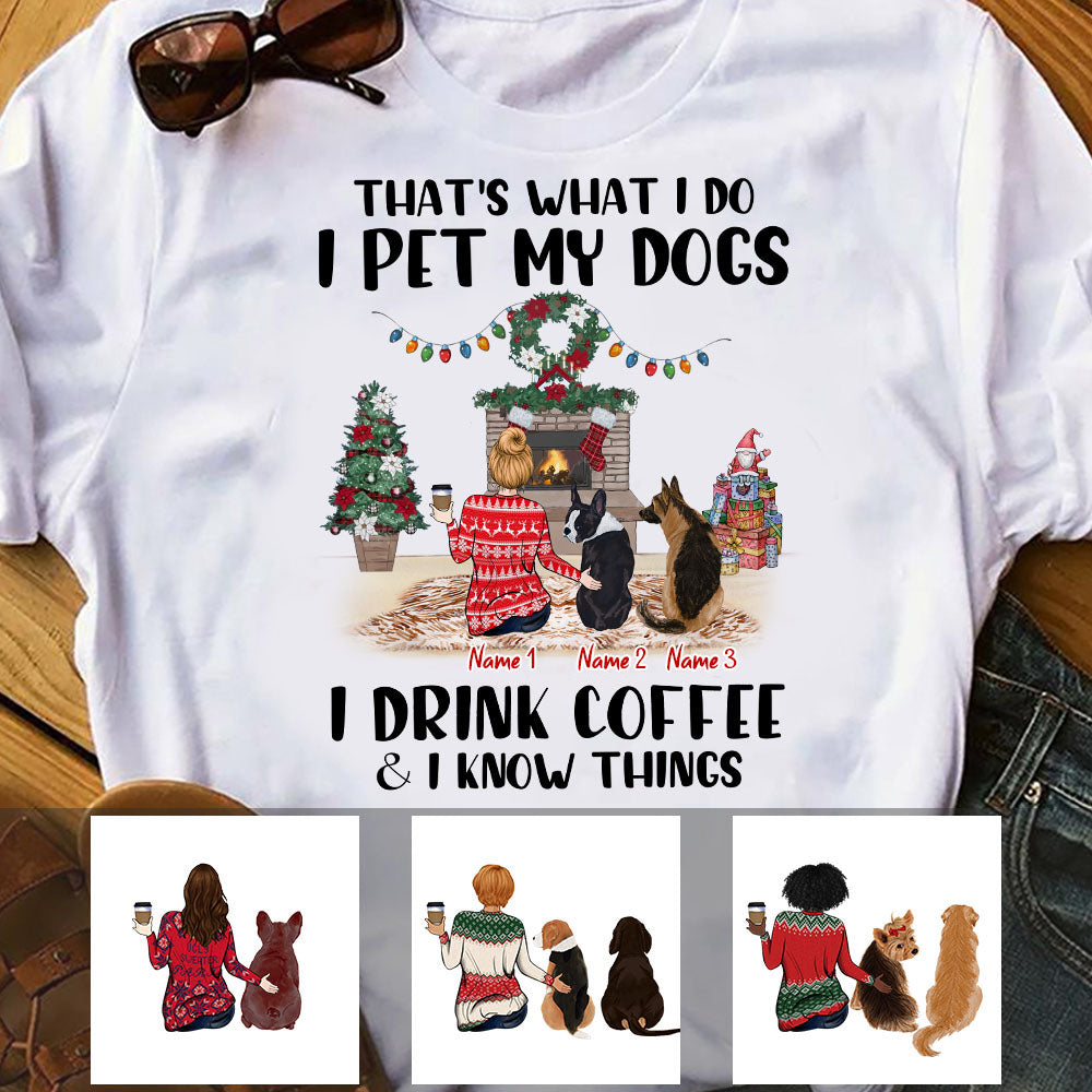 Personalized Coffee Dog Mom Christmas T Shirt NB42 95O53