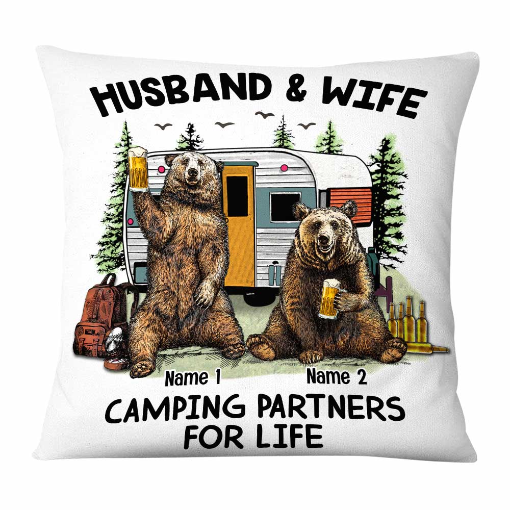 Personalized Couple Bear Husband Wife Camping Pillow JN151 81O58