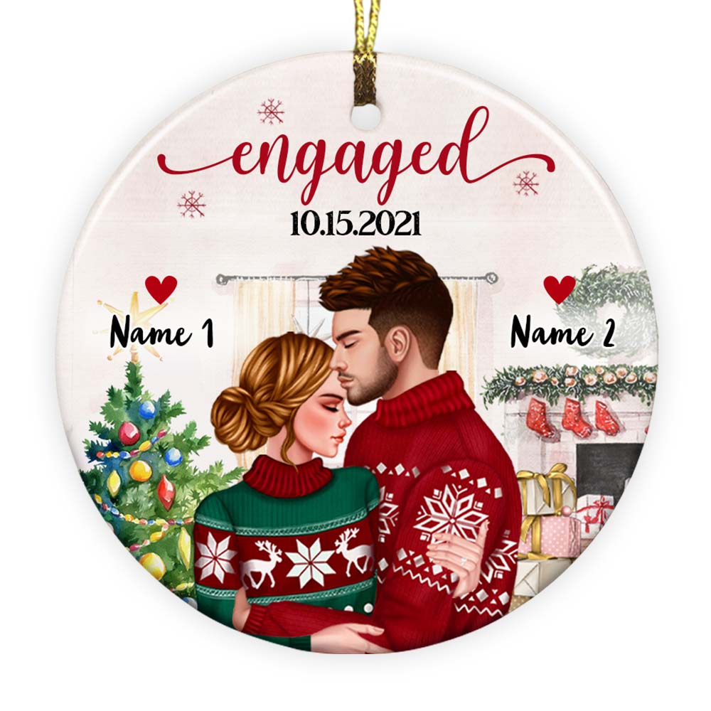 Personalized Couple Christmas Circle Ornament OB94 95O57