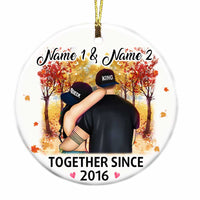 Personalized Couple Fall Together Since Circle Ornament AG223 87O34 thumb 1