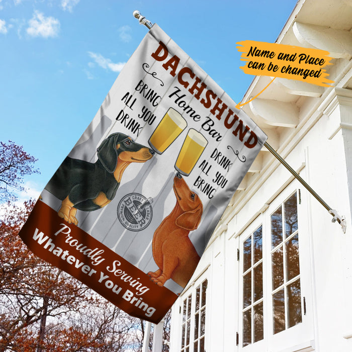 Personalized Dachshund Dog Bar Bring More Beers Flag AG177 95O34 1