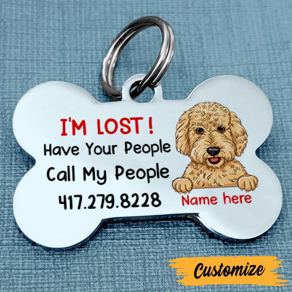 Personalized Dog Mom Call My People Bone Pet Tag NB51 85O47