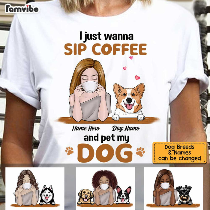 Personalized Dog Mom Sip Coffee T Shirt MR22 81O34 1