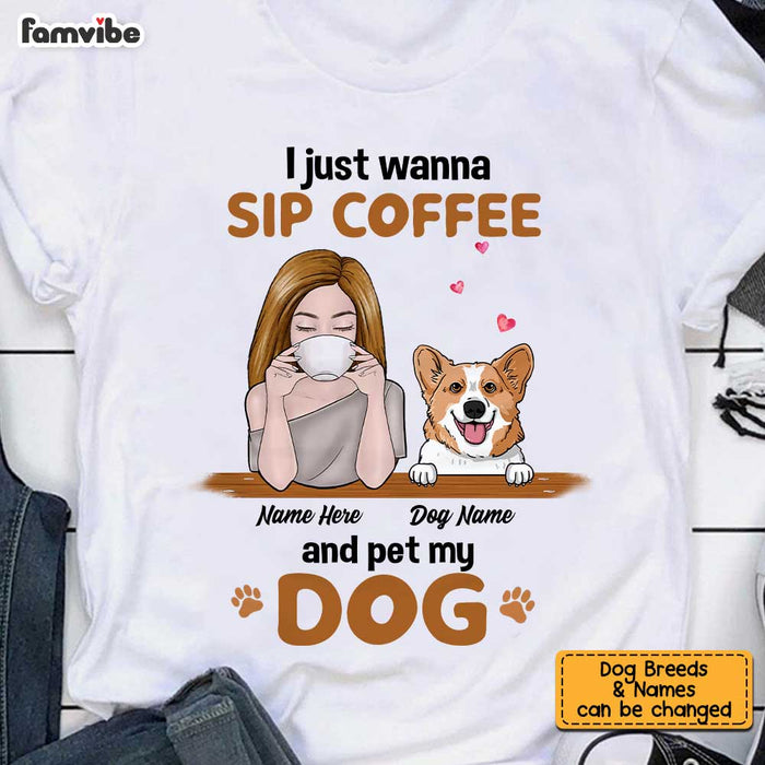 Personalized Dog Mom Sip Coffee T Shirt MR22 81O34 1