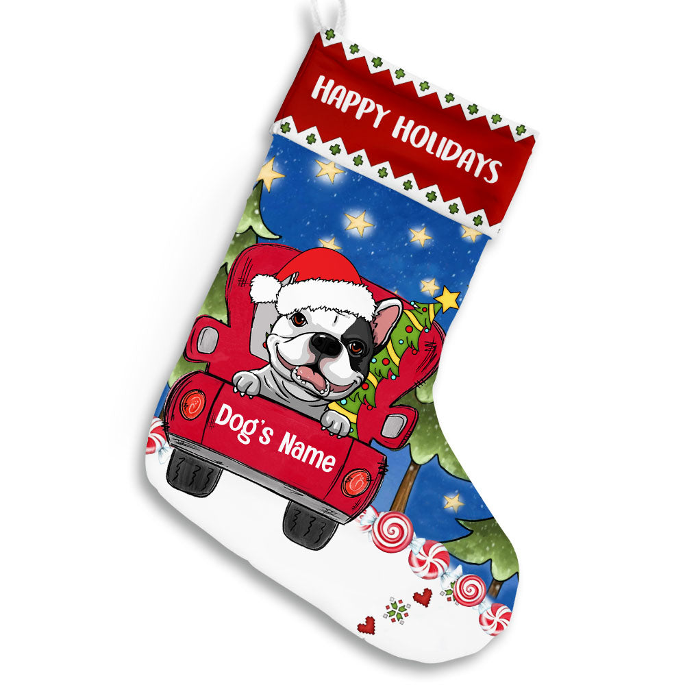 Personalized Dog Red Truck Christmas Stocking SB104 87O53