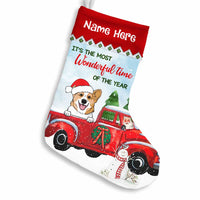 Personalized Dog Red Truck Christmas Stocking SB105 87O58 thumb 1