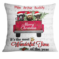Personalized Dog  Red Truck Christmas The Most Wonderful Time  Pillow OB22 87O34 thumb 1