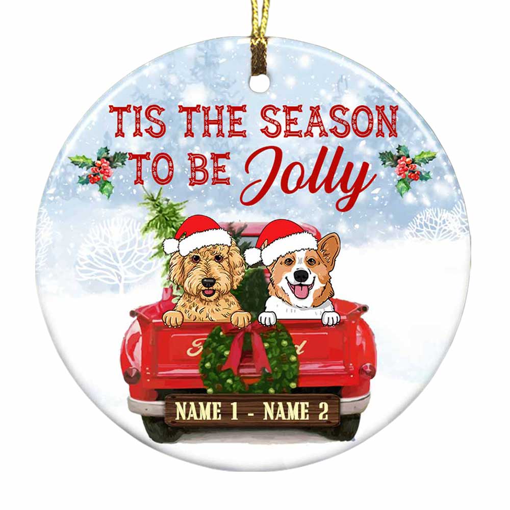 Personalized Dog  Red Truck Jolly Christmas  Ornament OB52 87O58
