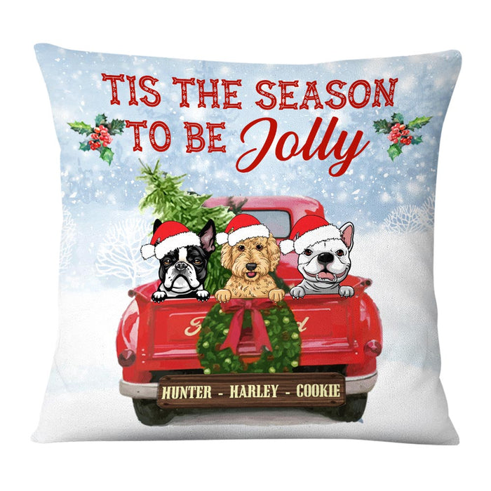 Personalized Dog Red Truck Jolly Christmas  Pillow SOB191 87O58 1