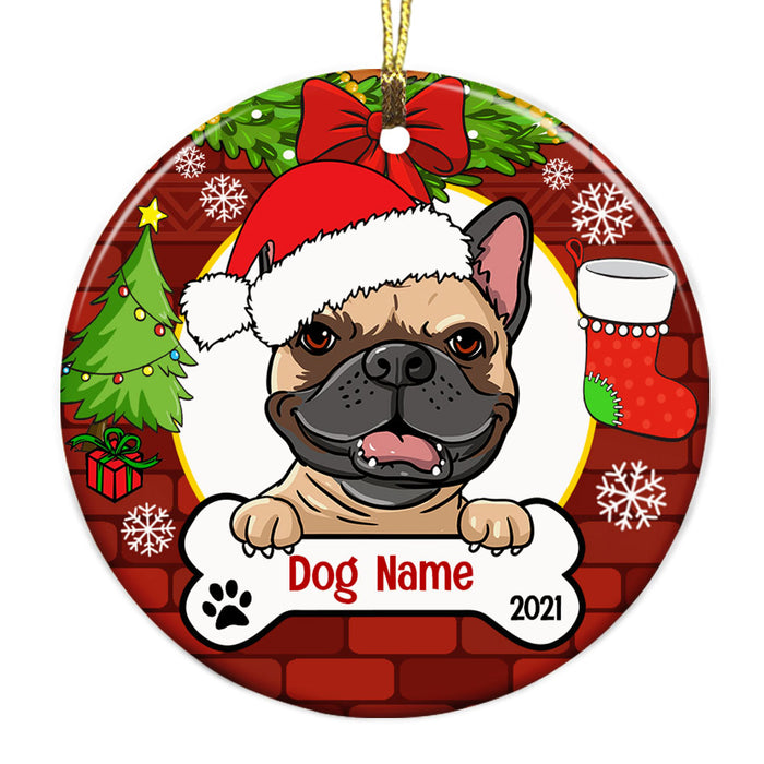 Personalized Dog Wreath Christmas Circle Ornament AG302 87O53 1