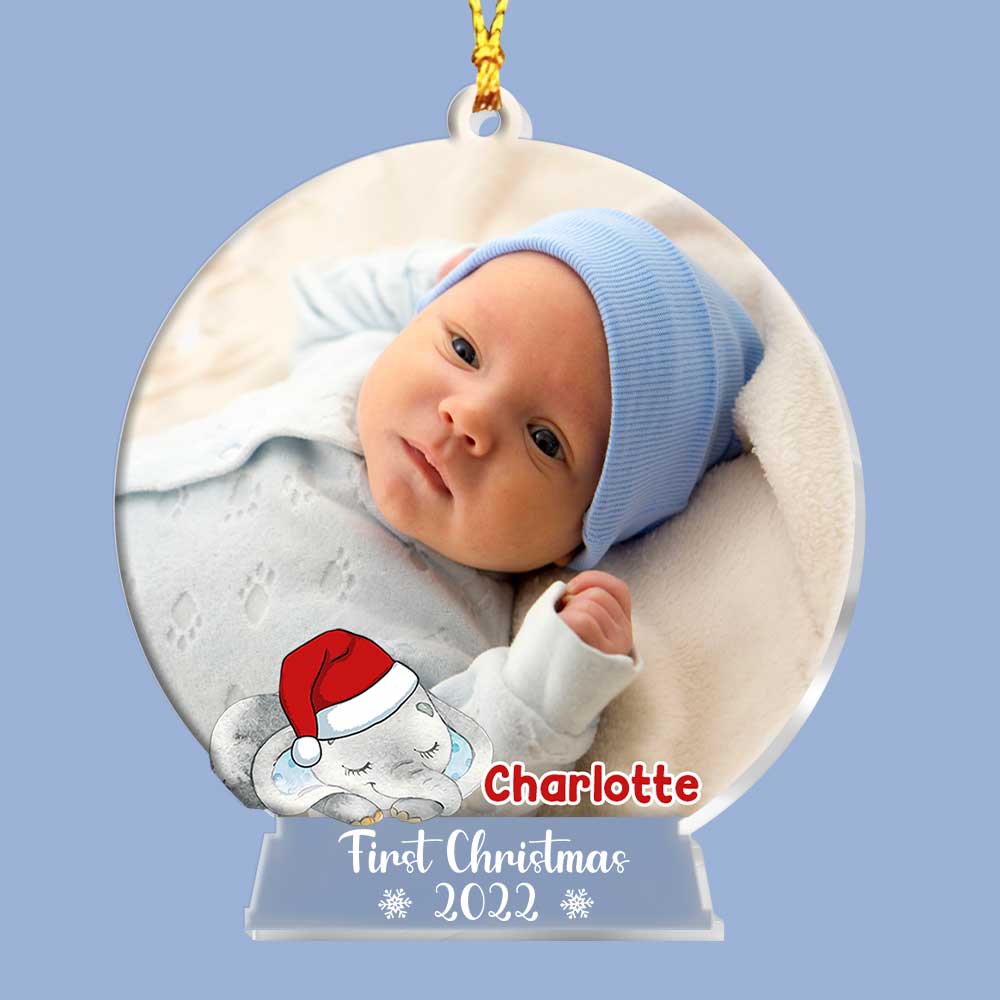 Personalized Elephant Baby Christmas Bauble Ornament OB35 58O34