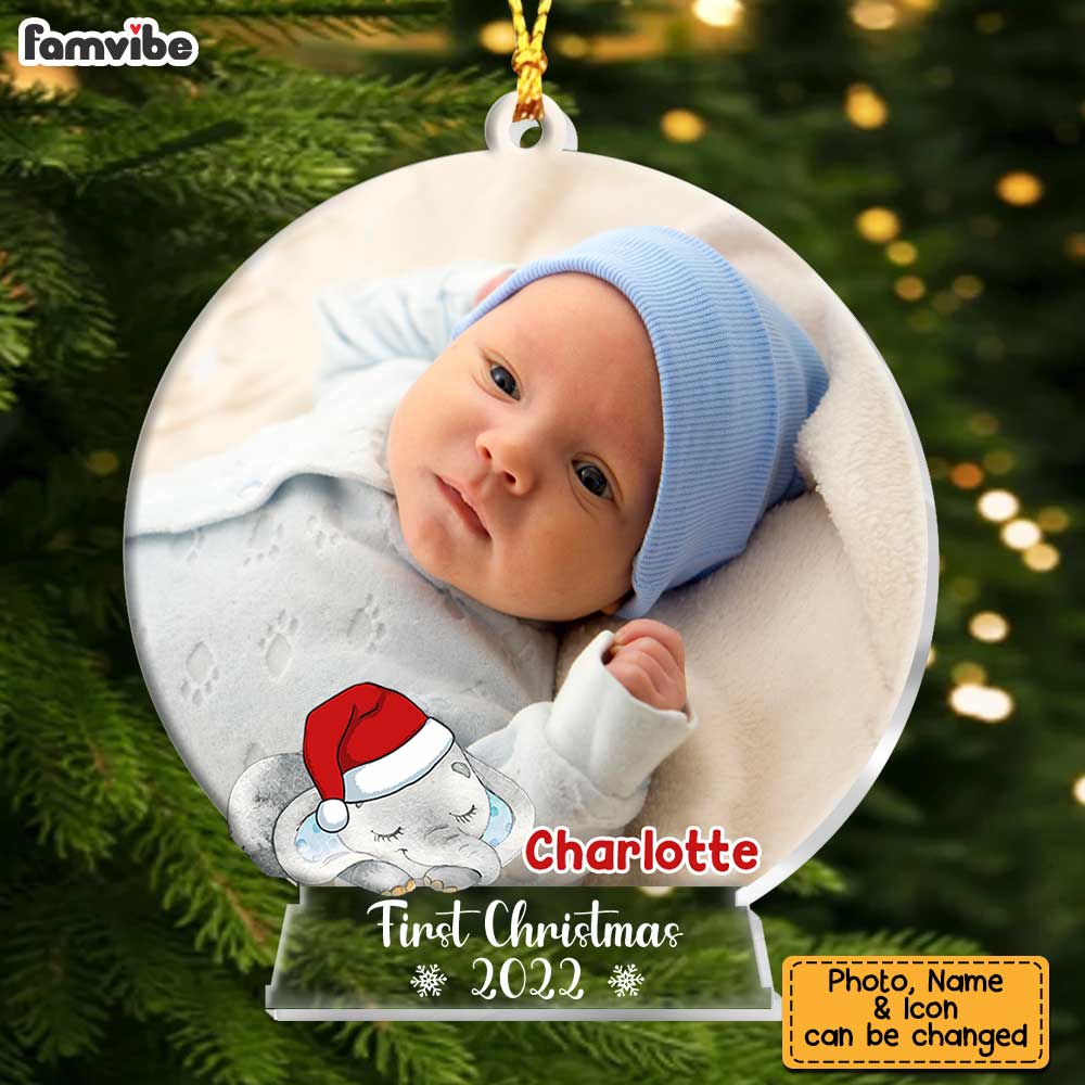 Personalized Elephant Baby Christmas Bauble Ornament OB35 58O34